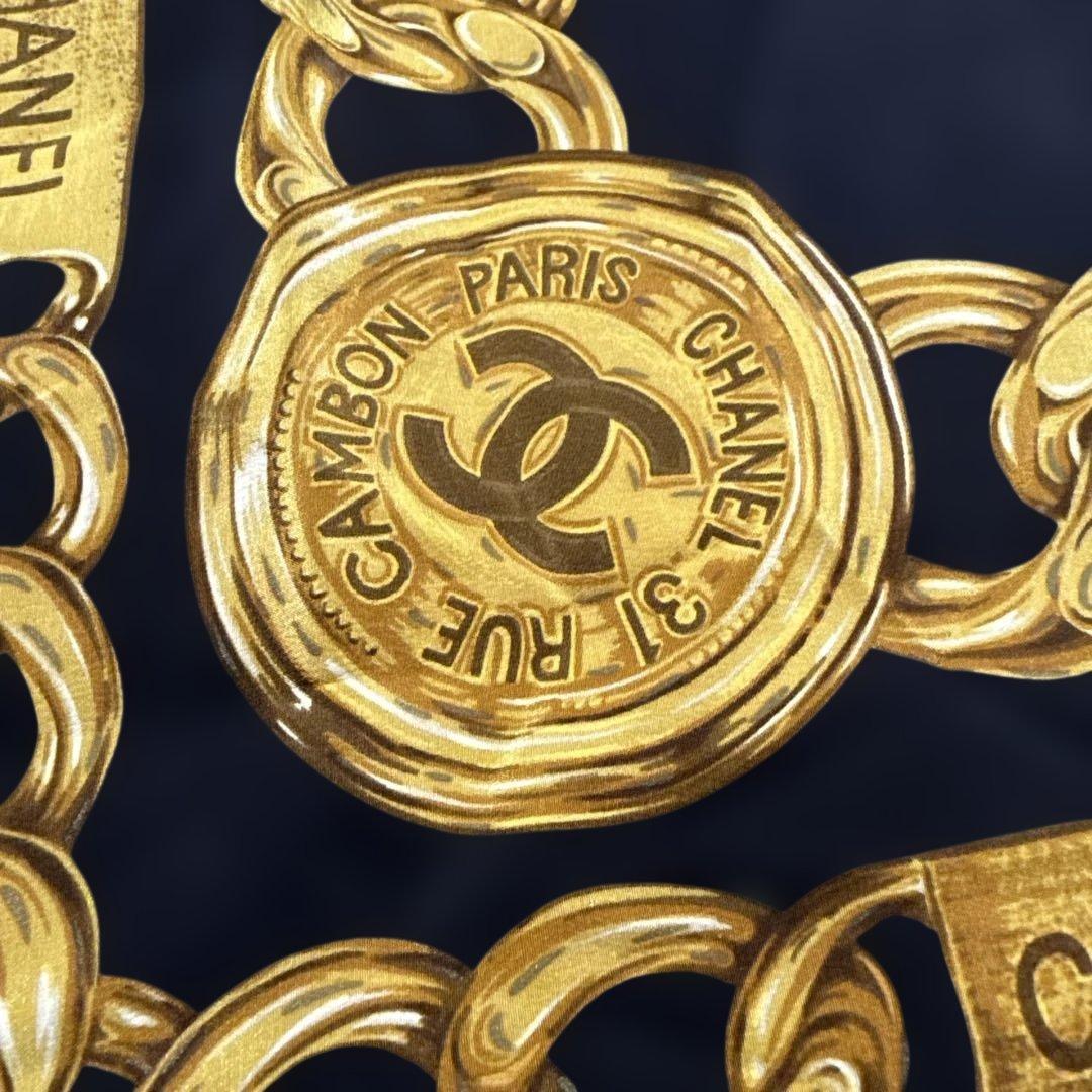 美品✨シャネル シルク ヴィンテージ ココマーク 大判スカーフ