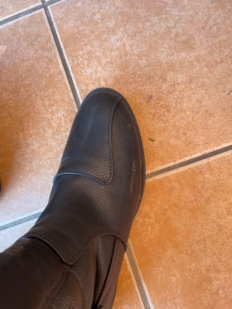 27.5cm 特攻ブーツ！火花でます！分厚い金具付き！レザー長靴 ブラック