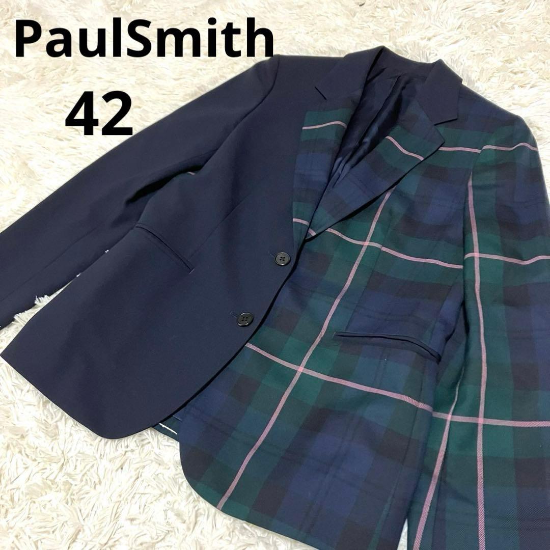 [美品] ポールスミスPaul Smith レディース　チェックブレザー Paul Smith】3Bジャケット タータンチェック ボルドー (Paul Smith