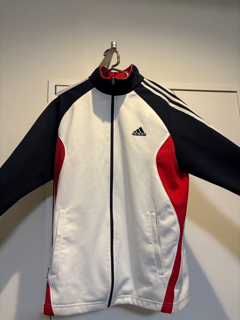 希少】アディダス トラックジャケット 紺×白×赤 Y2K 刺繍ロゴ S〜M相当