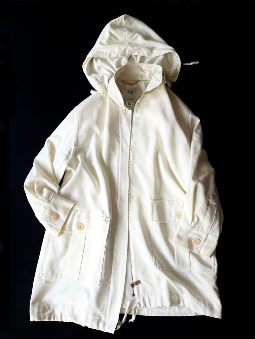 90s CELINE フーデッドコート ホワイト ヴィンテージ 90s CELINE フーデッドコート ホワイト ヴィンテージ - メルカリ