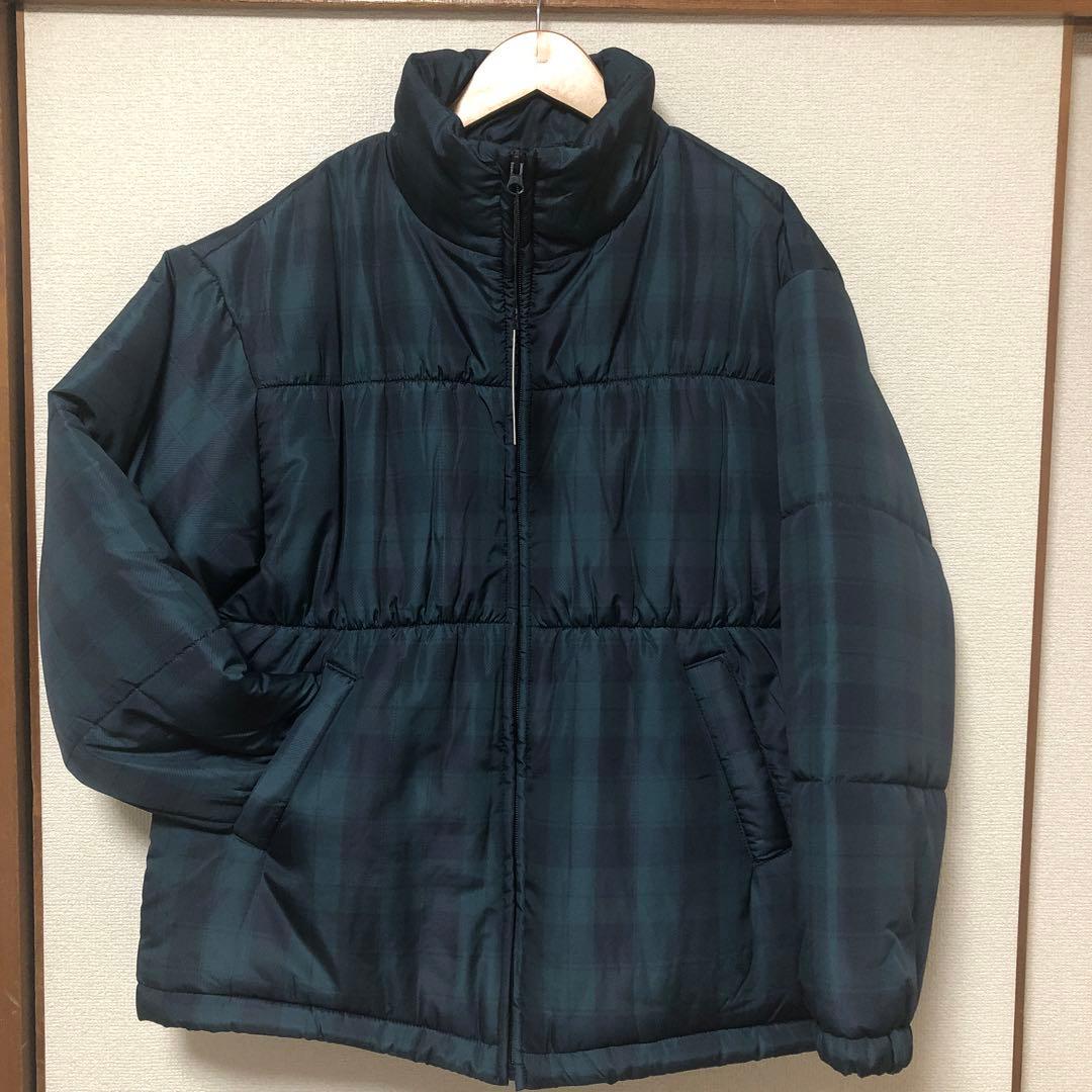 GRL ダークグリーン チェック柄 ダウンジャケット (BKチェックダウン