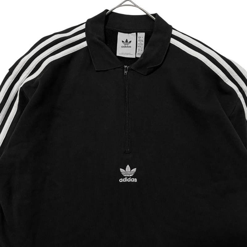 マ*ネ様 @8995 adidas ハーフジップ ポロスウェット ブラック XL