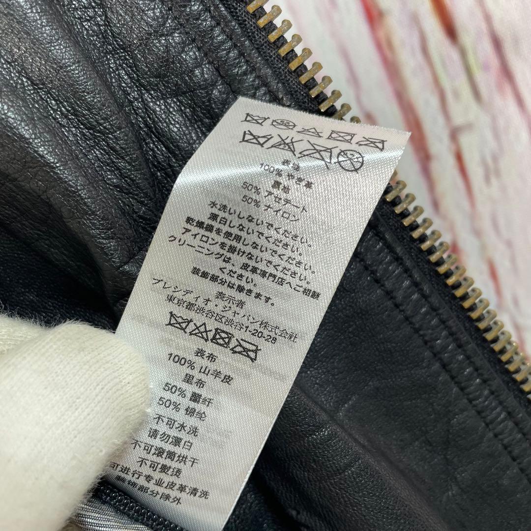 美品】アルマーニエクスチェンジレザージャケット シングル 黒 金属