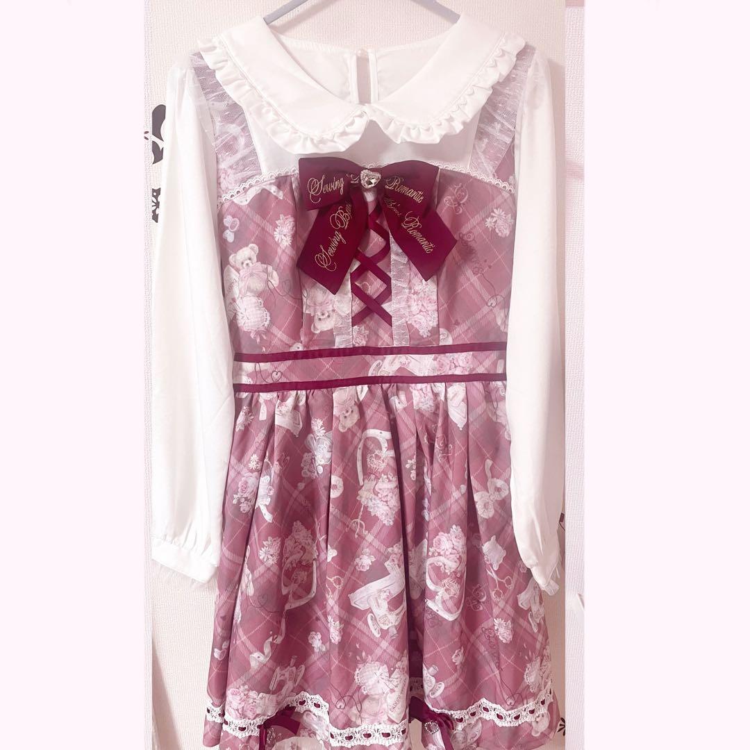 LIZLISA sewing bear柄 ワンピース レッド - メルカリ