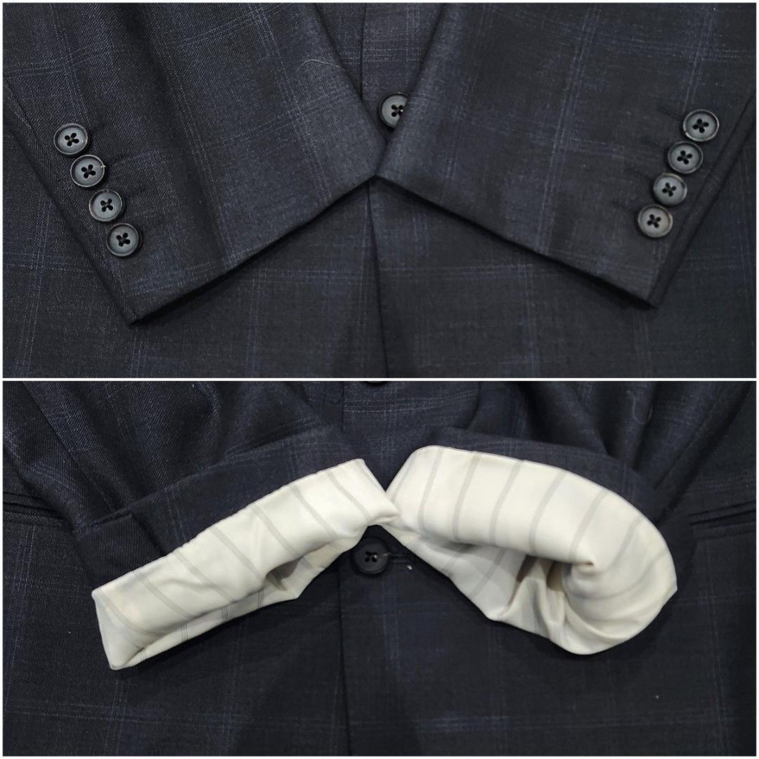 Aquascutum スーツ セットアップ ダークグレー チェック 大きいサイズ