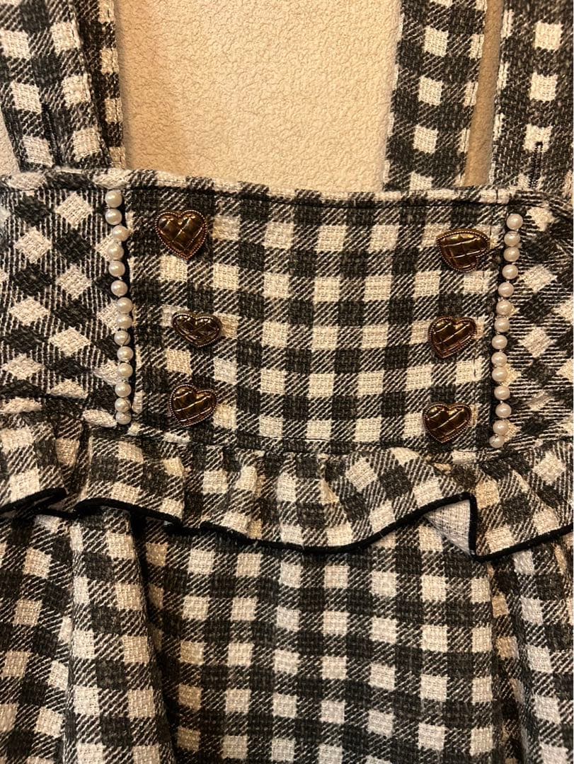 LIZLISA ギンガムツイードサスペンダー付スカパン - メルカリ