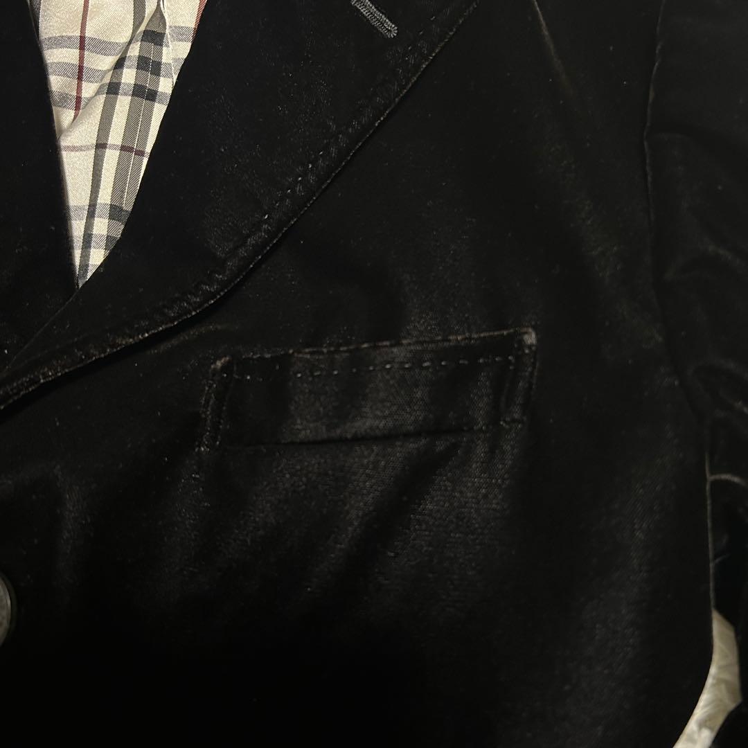 バーバリーブラックレーベル　チェスターコート ノバチェック ベロア　ブラック　L