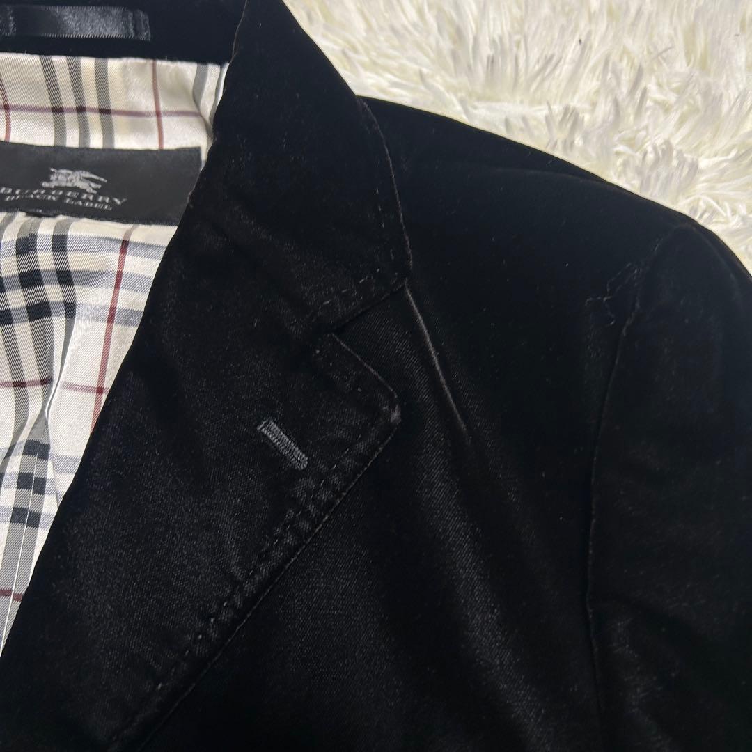 バーバリーブラックレーベル　チェスターコート ノバチェック ベロア　ブラック　L