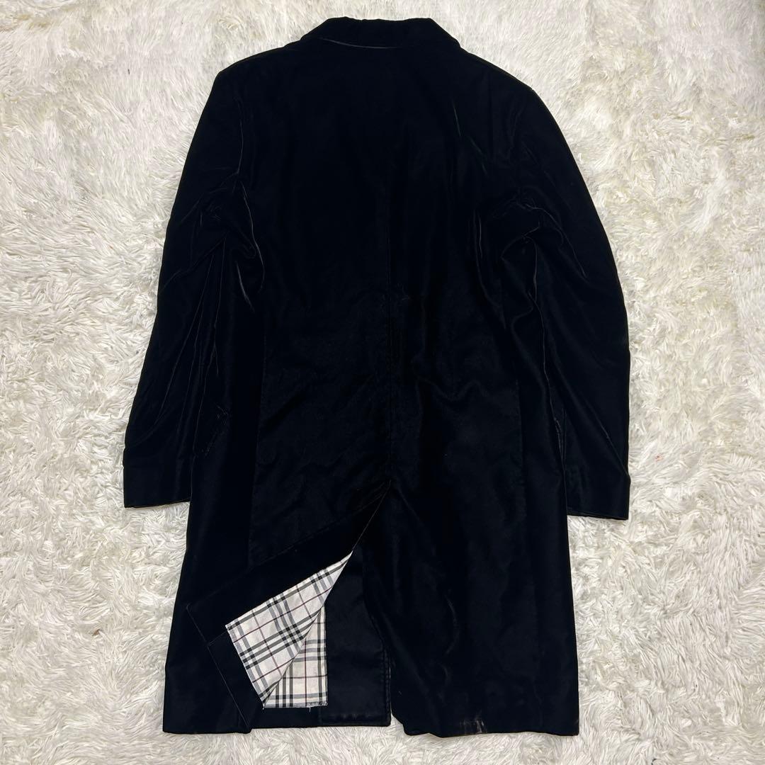 バーバリーブラックレーベル　チェスターコート ノバチェック ベロア　ブラック　L