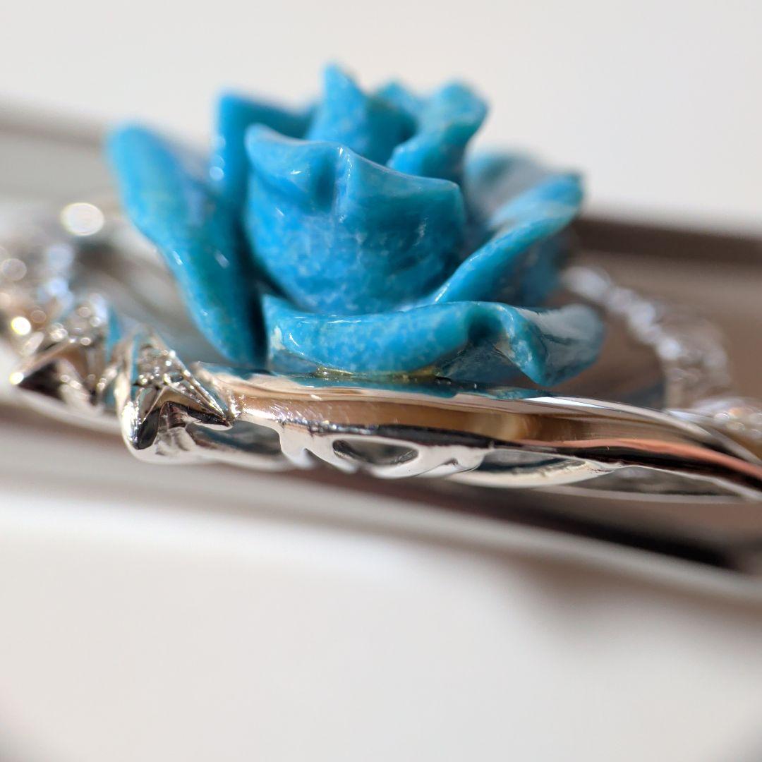 ペンダントトップ　K18WG　天然トルコ石　天然ダイヤモンド　7.65g　ソ付