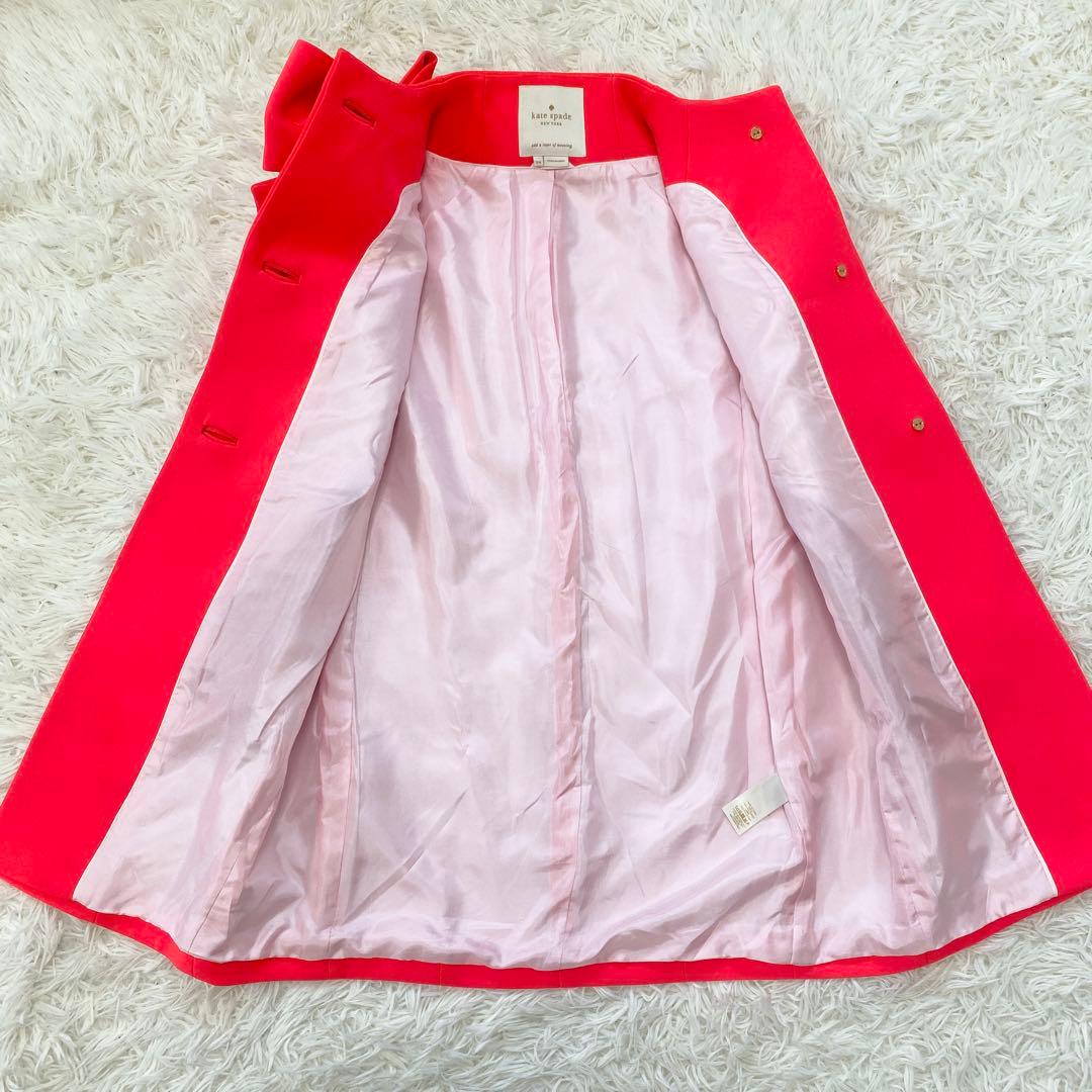 極美品】ケイトスペード コート ロング ビッグリボン ノーカラー A