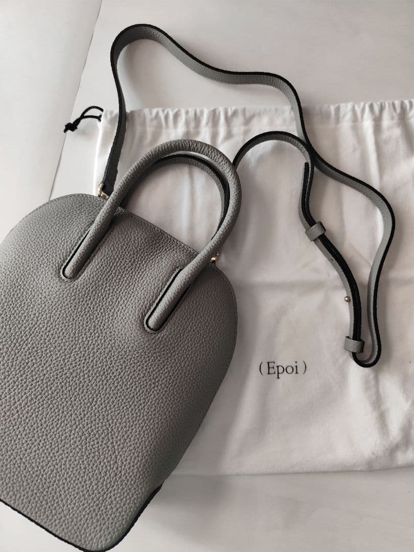 epoi リツ シュランケンカーフレザーバッグ グレー/ボナベンチュラ