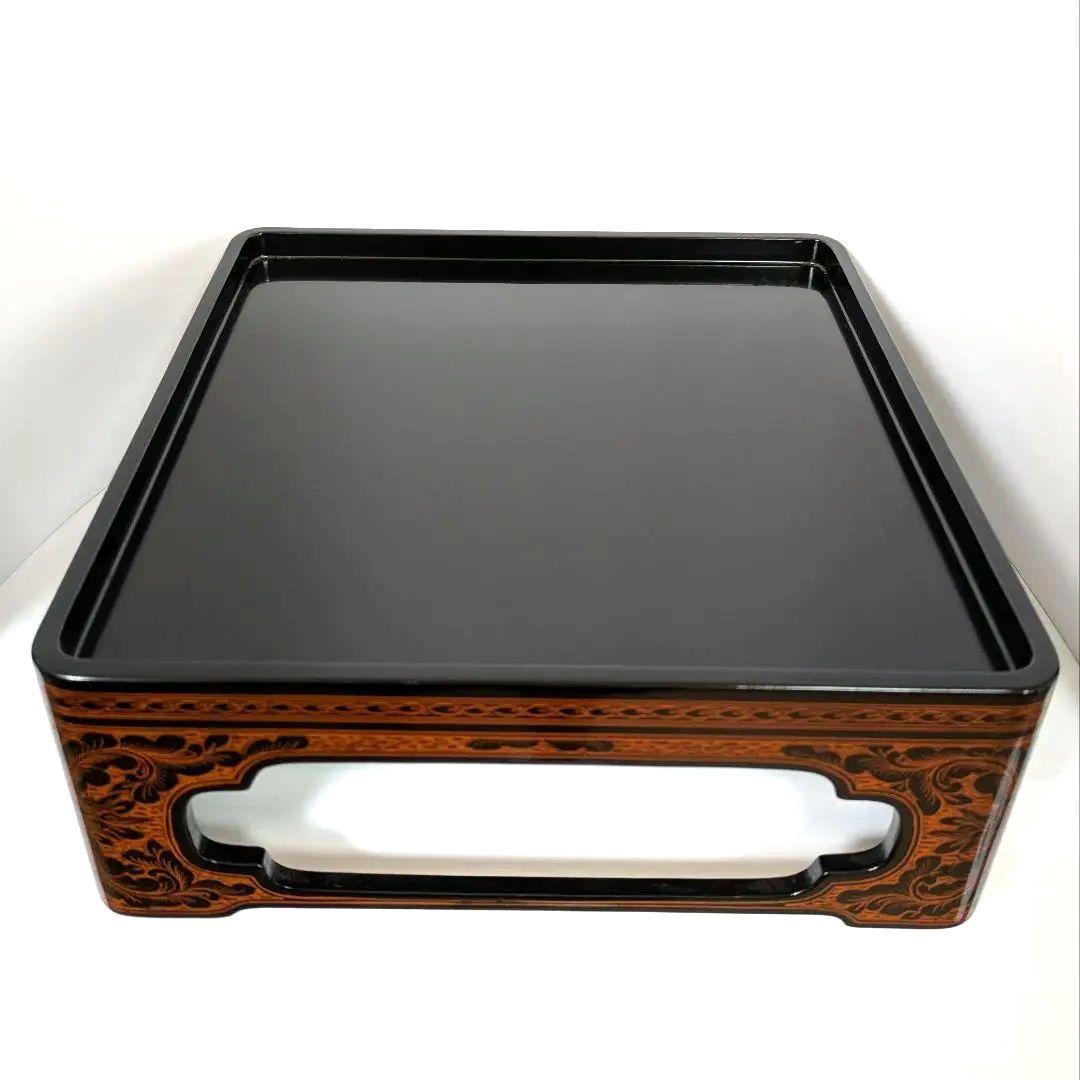 お正月に お祝いに きんま漆器 重箱 3段 台付 変わり文様 伝統工芸品