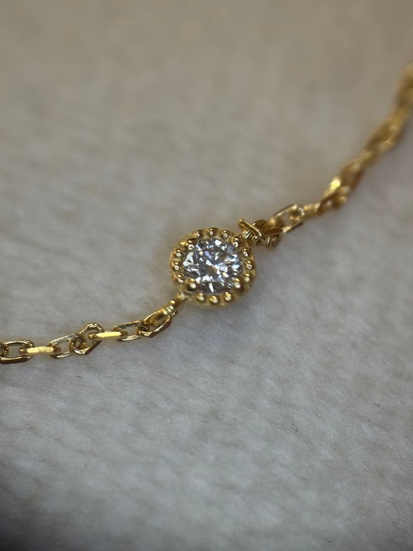 アガット　k18 一粒　ダイヤモンド　0.03ct ブレスレット