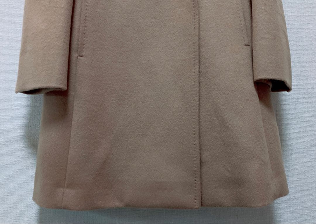 美品　23区　羊毛✖️アンゴラ　ビーバーフーデットコート　キャメル40 Lサイズ
