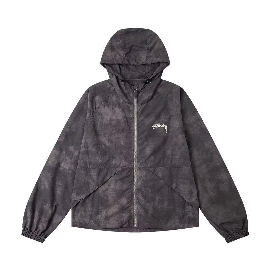 Stussy フード付きナイロンジャケット グレー - メルカリ