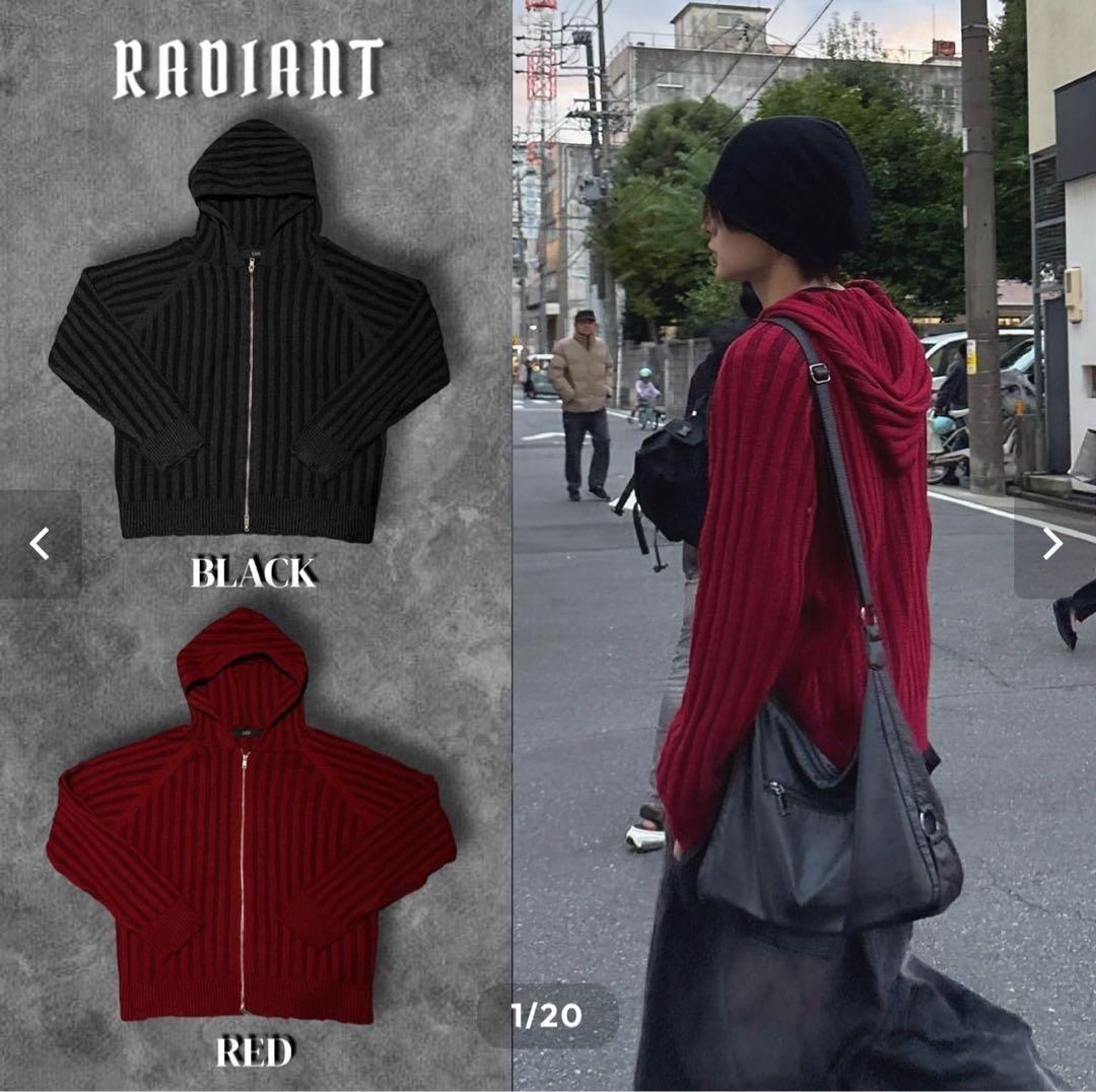 トップス RADIANT ribknit zip damage hoodie RADIANT ribknit zip damage hoodie - メルカリ