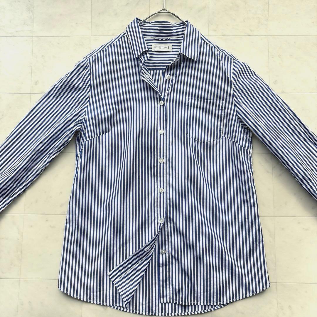 マッキントッシュロンドン 洗える コットンシャツ 青 ブルー