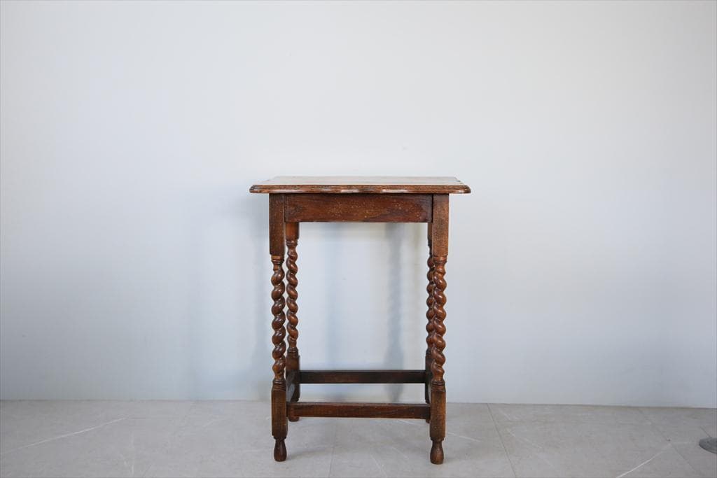 英国アンティーク木製サイドテーブル/オケージョナル机/飾り棚/花台(91