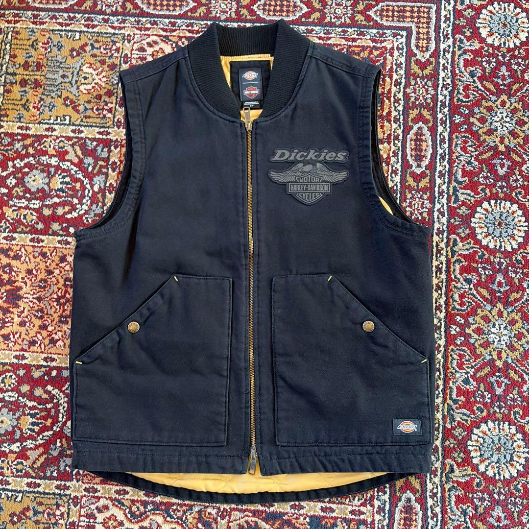 Dickies Harley-Davidson ベスト 黒　サイズS Dickies(R) x H-D(R) キルティングキャンバスベスト -ハーレー