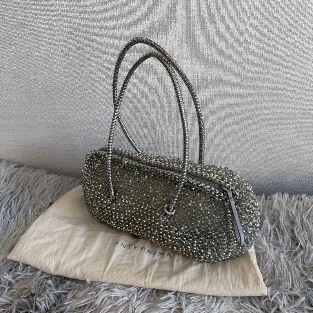 美品 ANTEPRIMA ミニボストンバッグ ワイヤー 袋付 シルバー