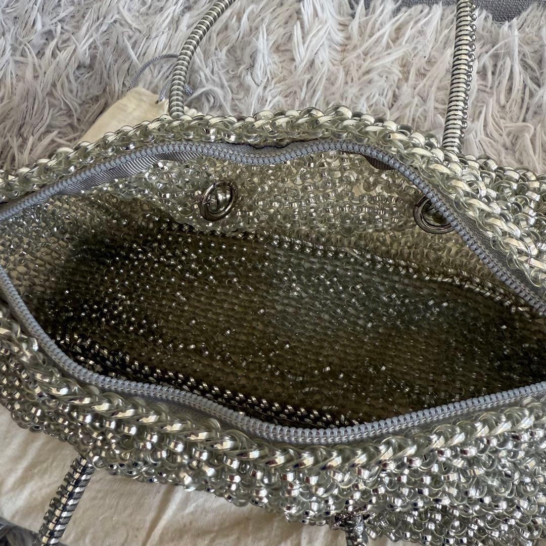 美品 ANTEPRIMA ミニボストンバッグ ワイヤー 袋付 シルバー