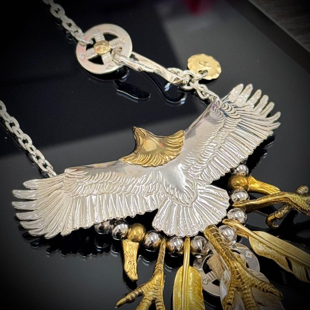 925特大イーグル 金爪先金フェザーセット！フェザーネックレス　登坂広臣キムタク