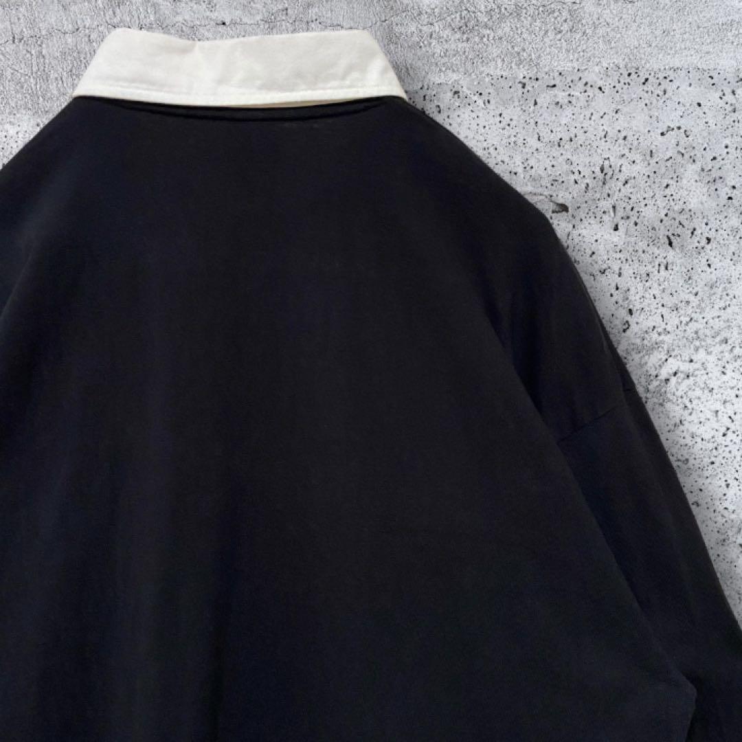 ロゴ刺繍】DESCENDANT 長袖 ポロシャツ 黒 サイズ② XL相当 窪塚