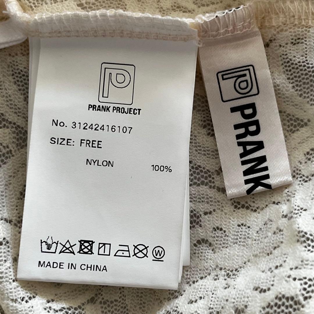 プランクプロジェクト　レースシアープリントカットソー　ホワイト　長袖　シースルー