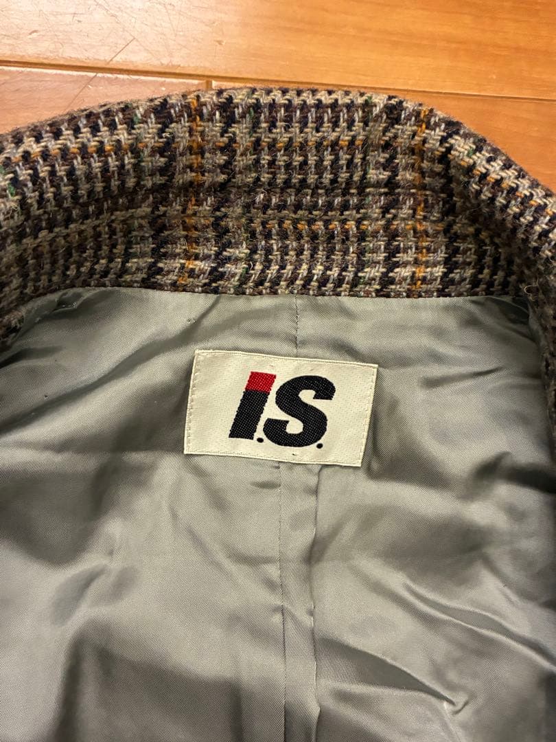 希少 I.S. イッセイミヤケ チェック柄 ウールコート エルボーパッチ M