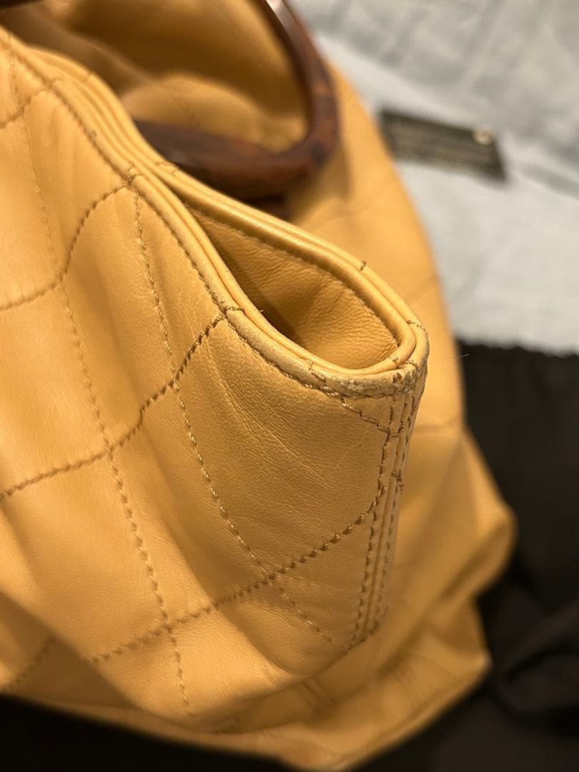 CHANEL 激レア マトラッセ ベージュ ウッドハンドル 袋 カード付