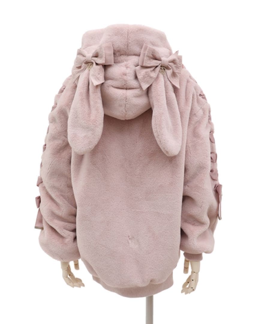 lizlisa レースアップスリーブうさみみファーブルゾンピンク