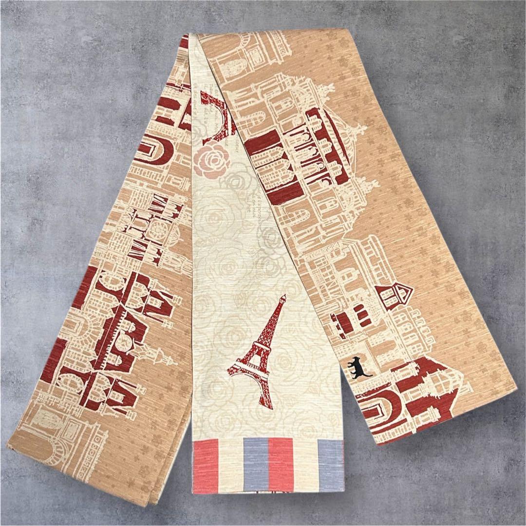 WA•KKA リバーシブル　半幅帯　美品 なごみや 半幅帯 正絹 通年用 日本製 WAKKA リバーシブル 小袋帯