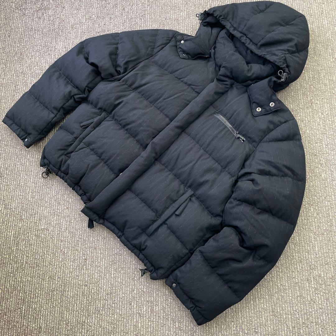 DUVETICAカシミヤ混ブラック ゴールド縦線ダウンジャケット48 Lサイズ