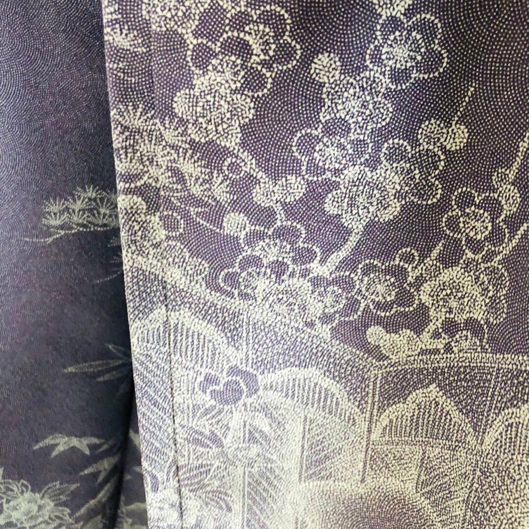未使用 お値打トールサイズ】江戸小紋 極鮫 紫 正絹 袷 裄丈72 身丈176