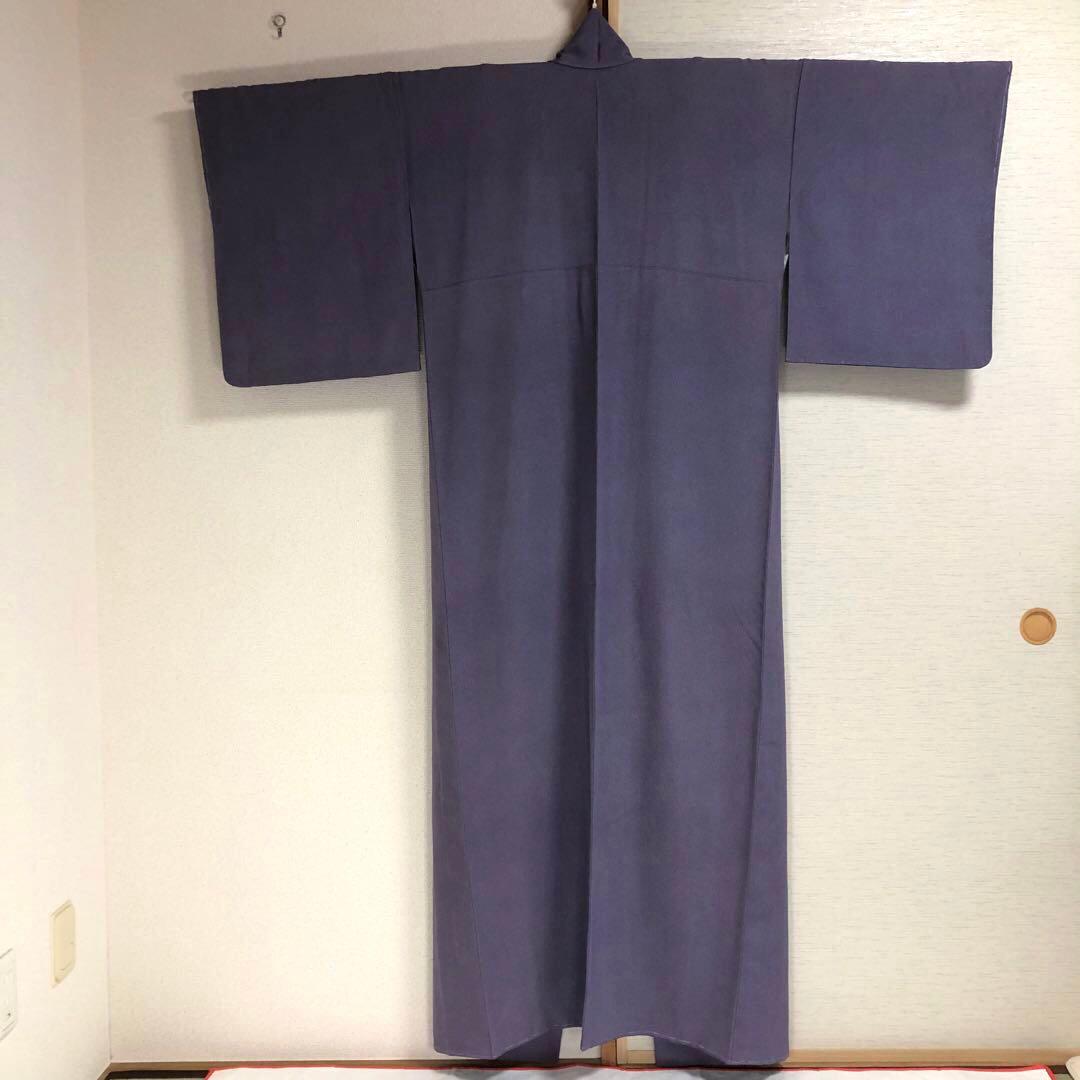未使用 お値打トールサイズ】江戸小紋 極鮫 紫 正絹 袷 裄丈72 身丈176