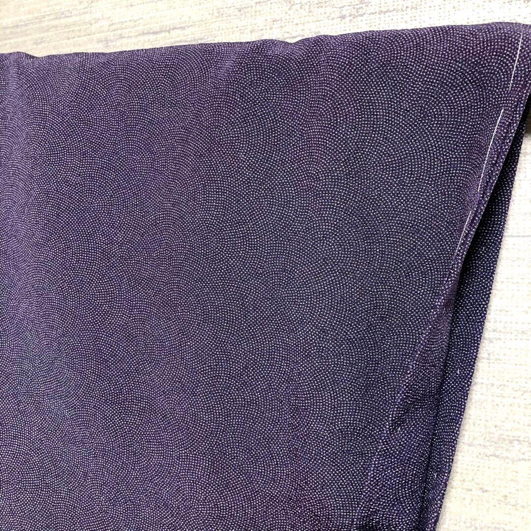 未使用 お値打トールサイズ】江戸小紋 極鮫 紫 正絹 袷 裄丈72 身丈176