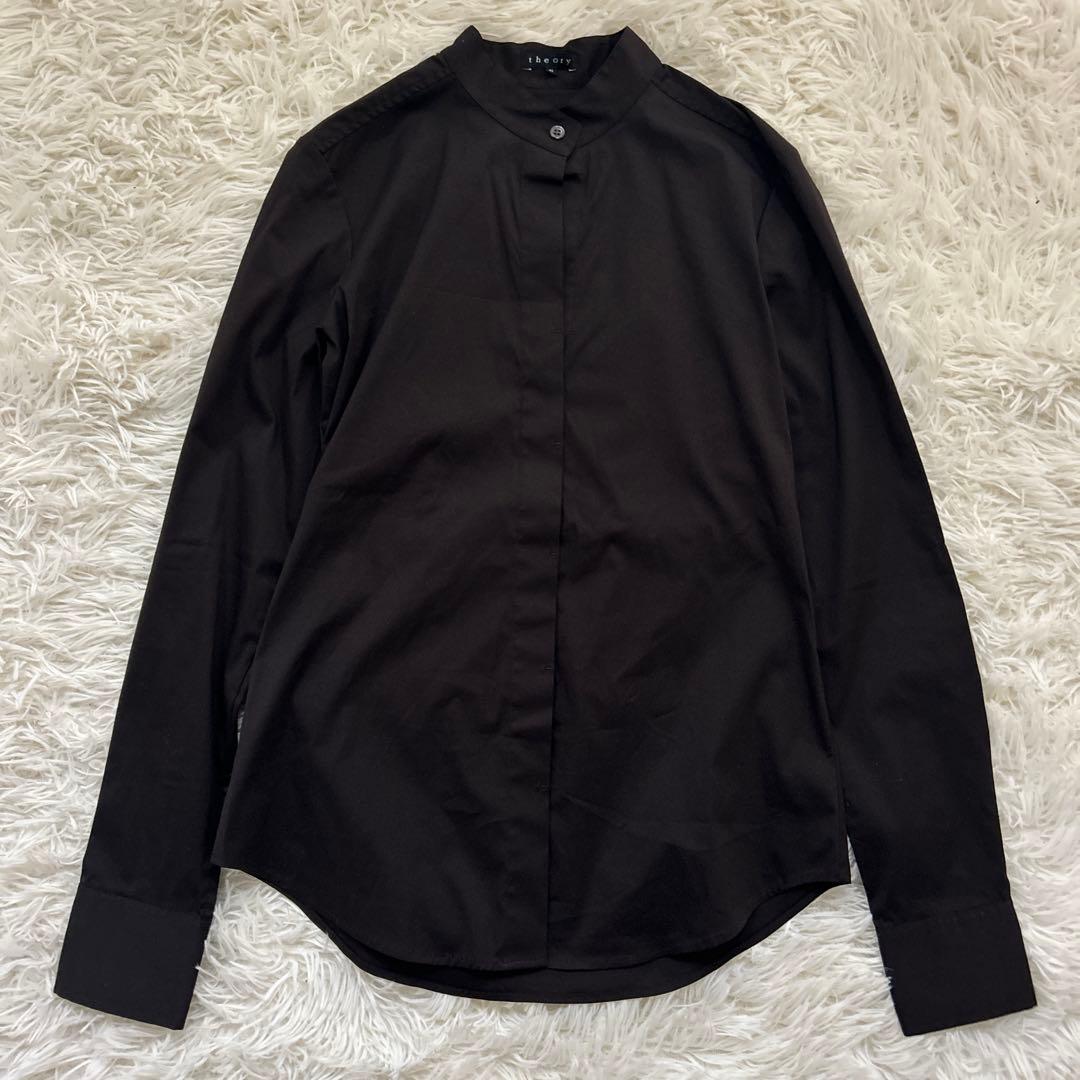 お値下げ 美品 theory セオリー スタンドカラーシャツ ノーカラー