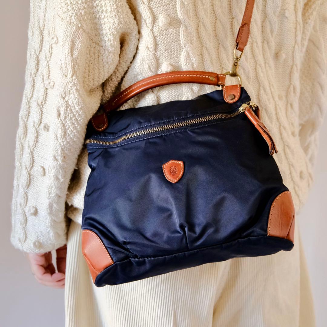 美品Felisi フェリージネイビーナイロンレザー2wayバッグ 15-37 - メルカリ