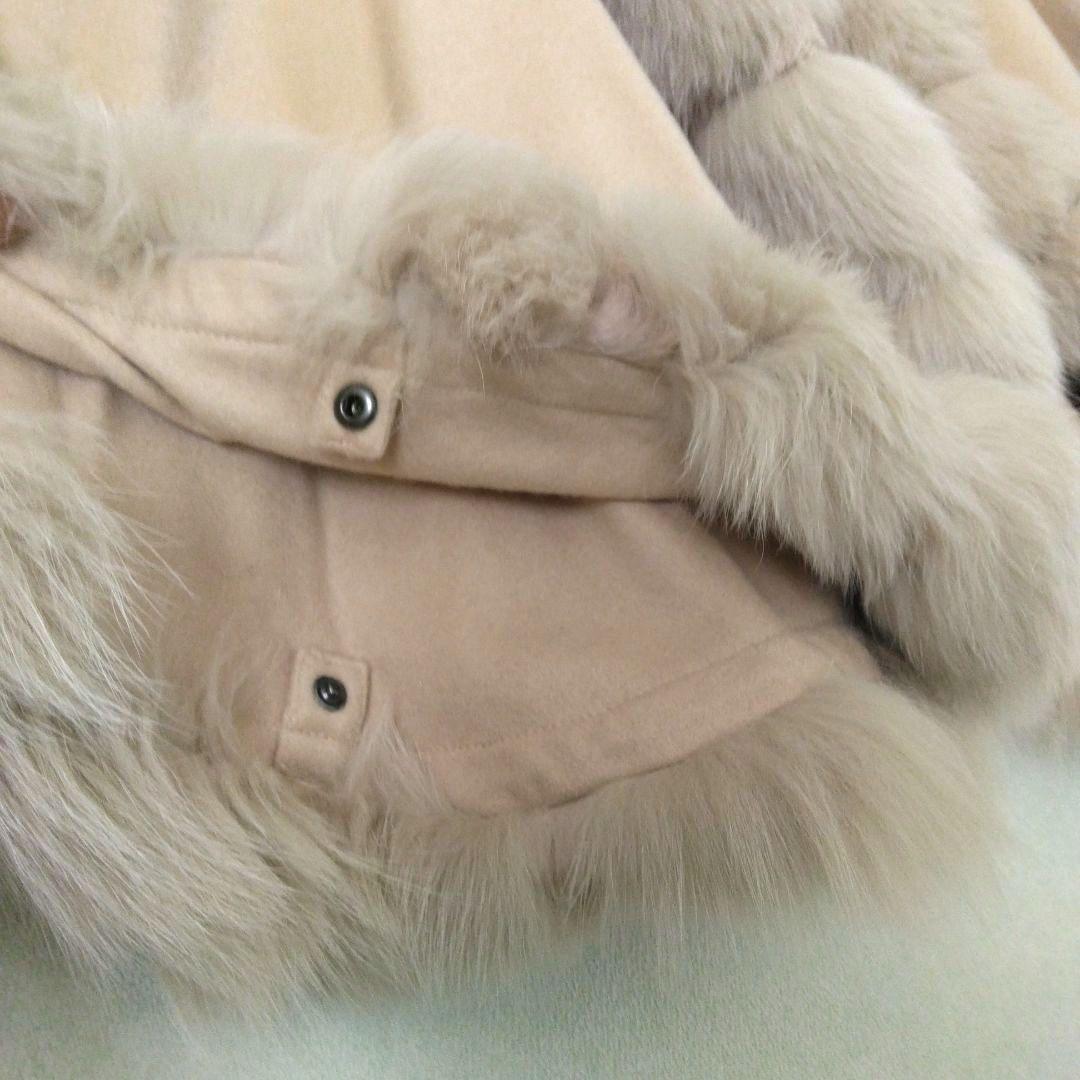 【SAGA FURS】ファー付き ケープコート✴ポンチョ✴カシミヤ100%✴毛皮