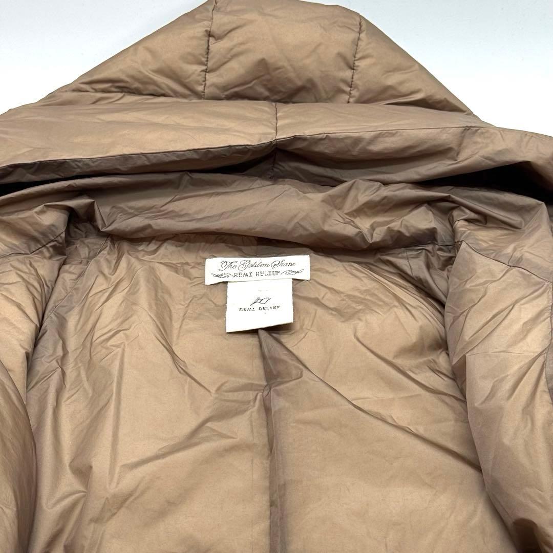 美品 レミレリーフ ブラウン フーディダウンジャケット ダウン90