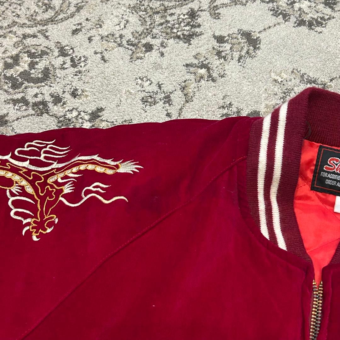 90S 別珍 SHOOT ONE ドクロ刺繍 スカジャン Мサイズ 赤 - メルカリ