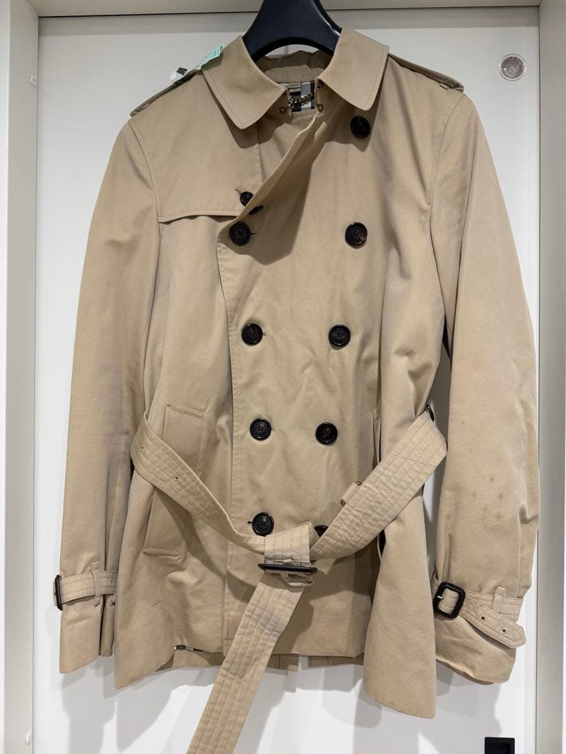 BURBERRY THE SANDRINGHAMトレンチコート サイズ48 Burberry Size 48 Sandringham Short Trench Coat Cotton Black SHW