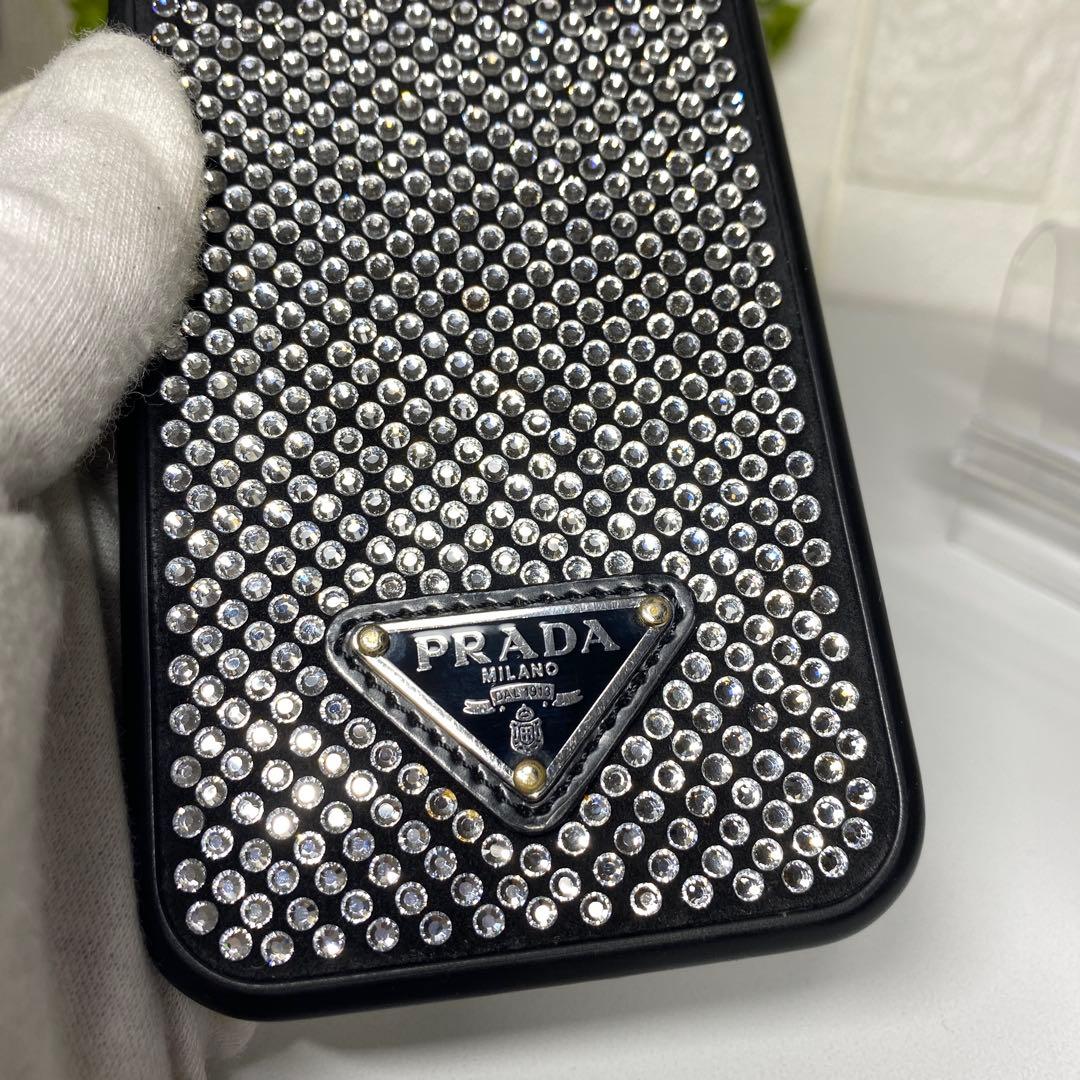 良品 PRADA iPhone12/12pro 黒 スタッズ トライアングル