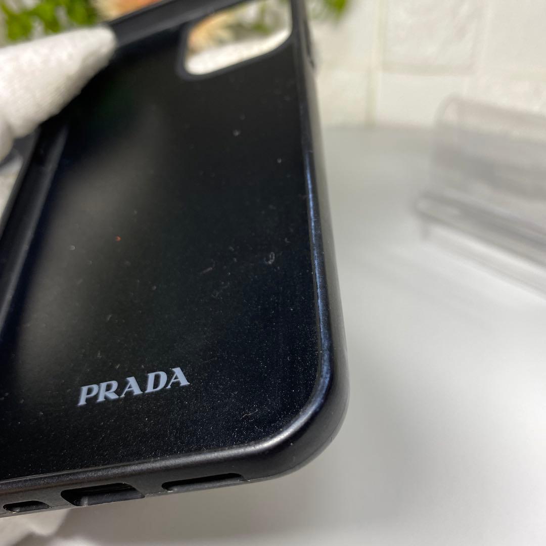 良品 PRADA iPhone12/12pro 黒 スタッズ トライアングル