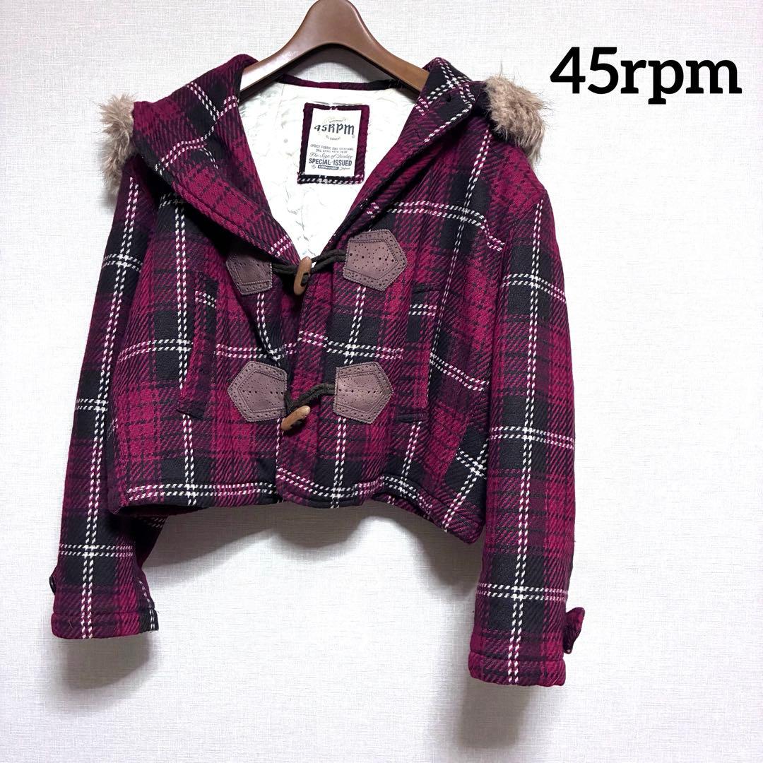 45rpm チェック柄ダッフルショートコート - メルカリ