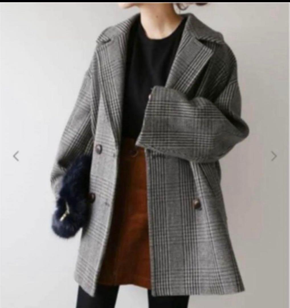 ジャーナルスタンダードレリューム ダブルカラー チェックコート