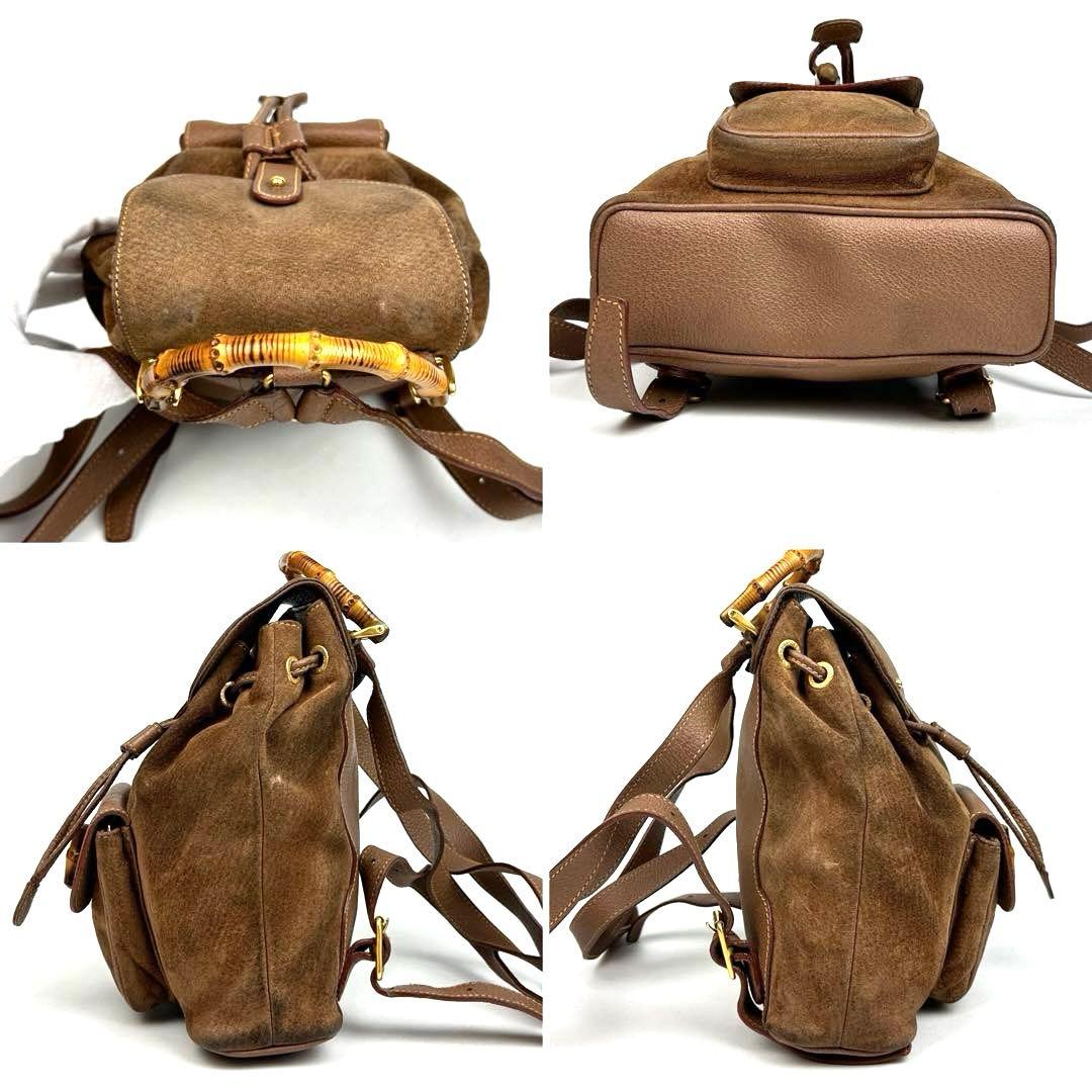 美品】グッチ バンブー バックパック レザー スエード ゴールド金具