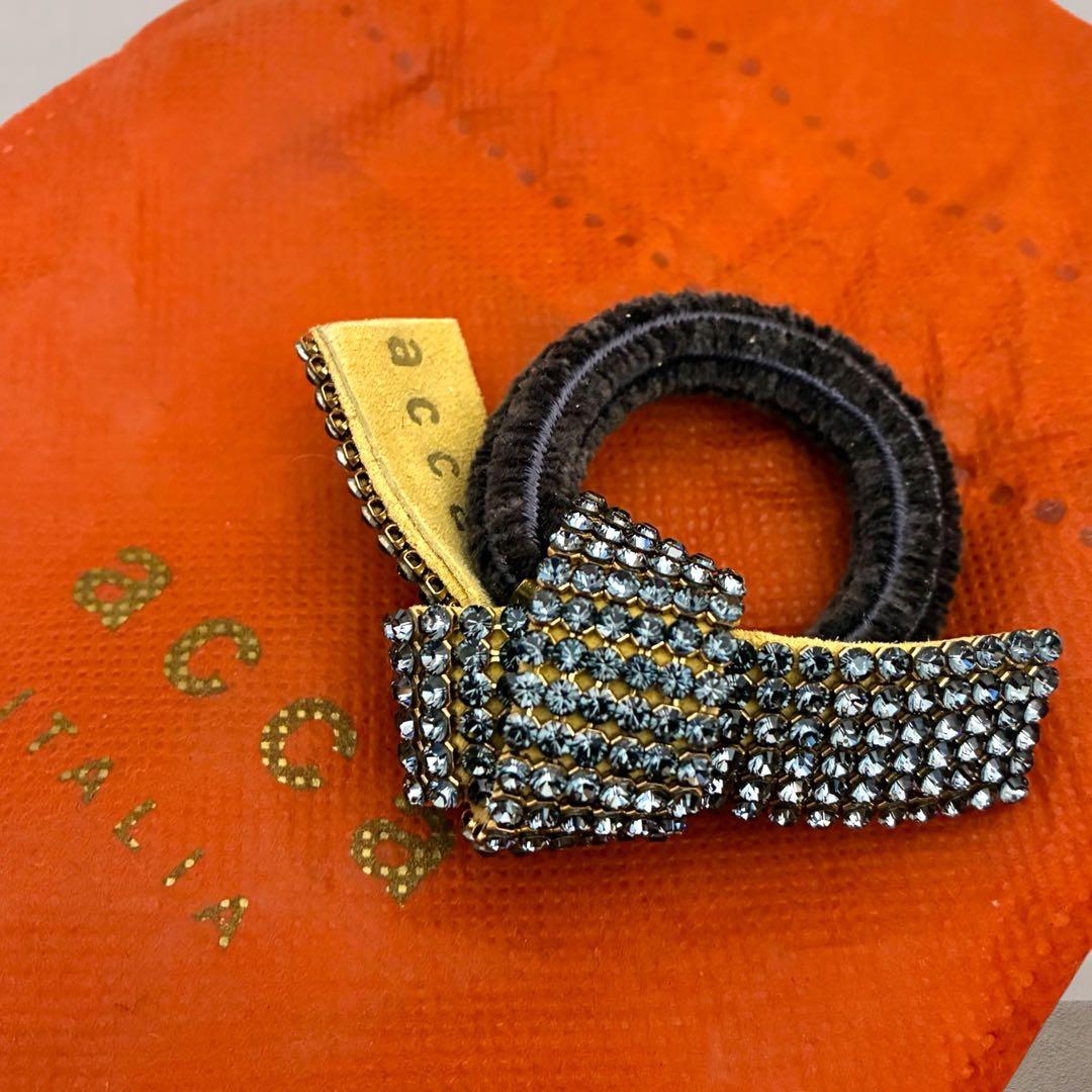 美品 acca アッカ ヘアゴム ラインストーン ドレスポニー ブリジット